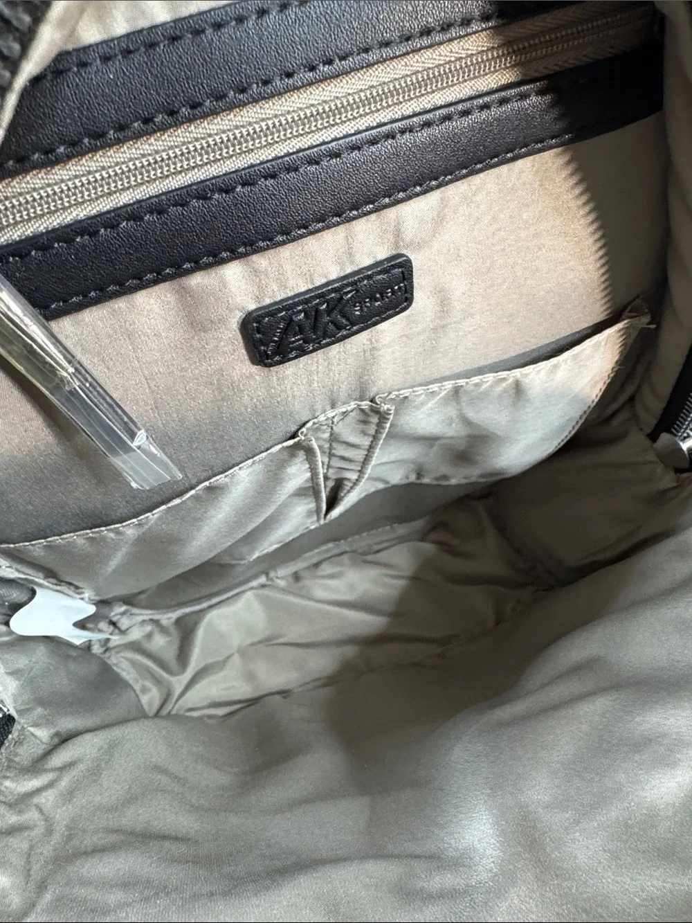 Anne Klein Black Nylon Medium Backpack with Silver Zippers NWT